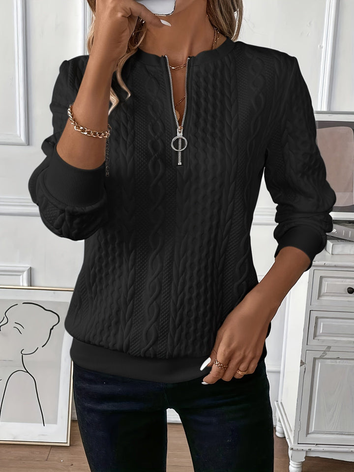 Women's Cable Textured Sweatshirt | Quarter-Zip