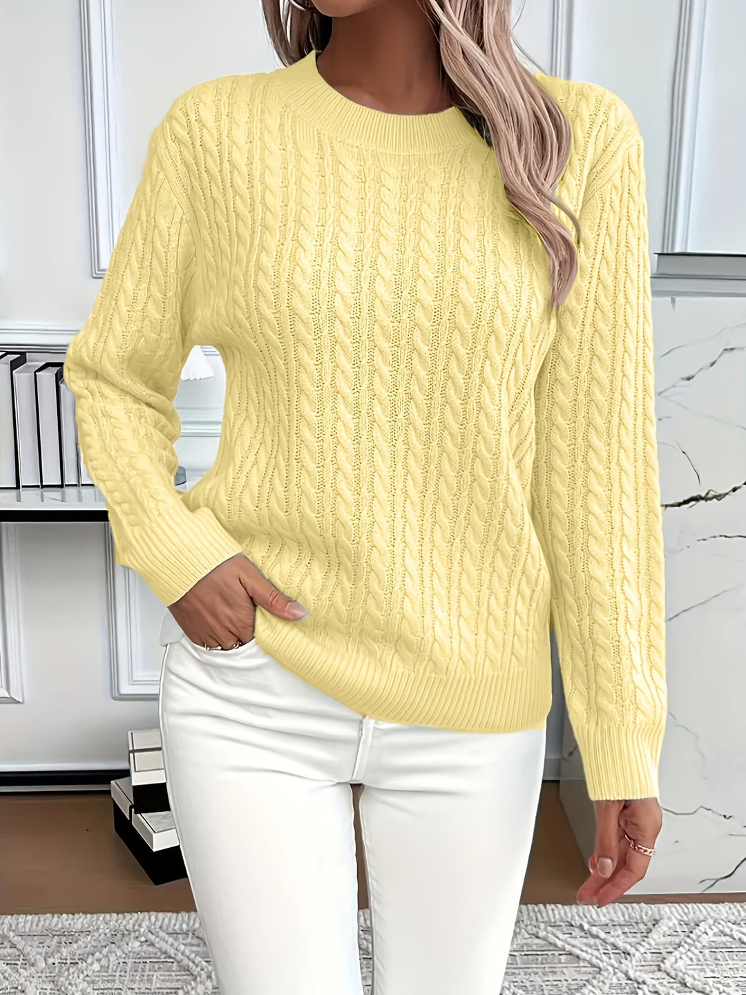 Women's Rib Winter Knitted Jumper | Crew Neck
