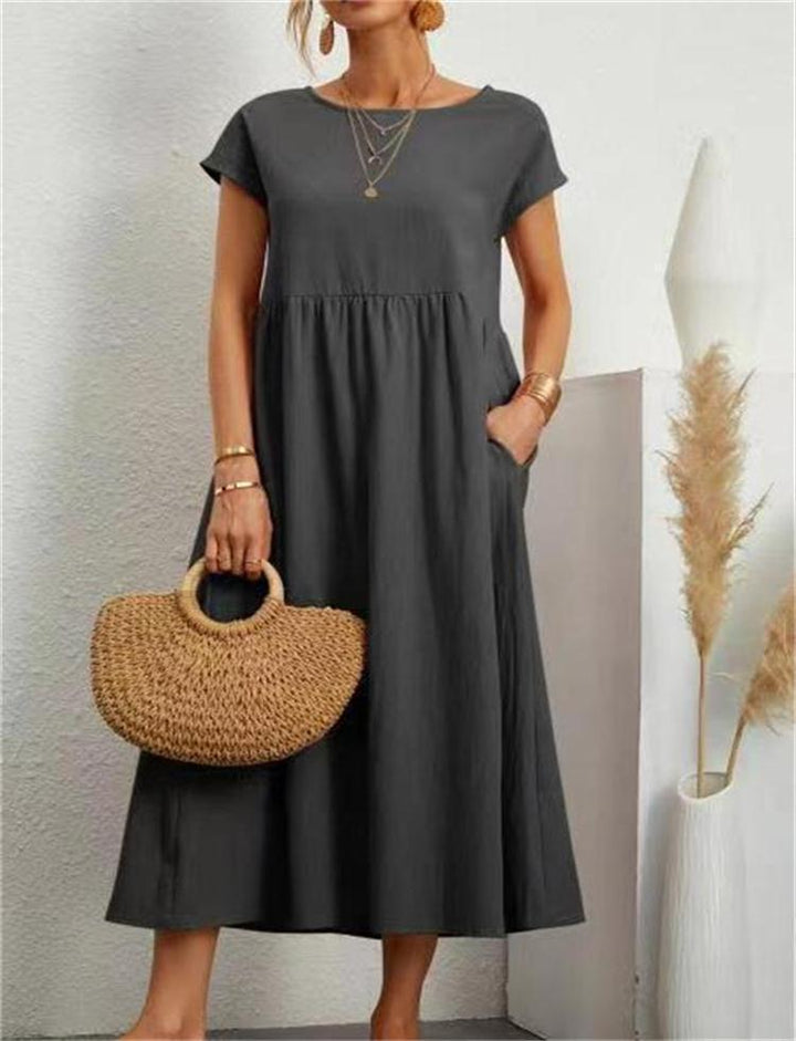 Women’s Boho Short Sleeve Dress | Midi