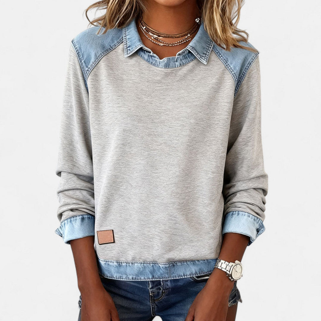 Women's Contrast Collar Sweatshirt | Casual