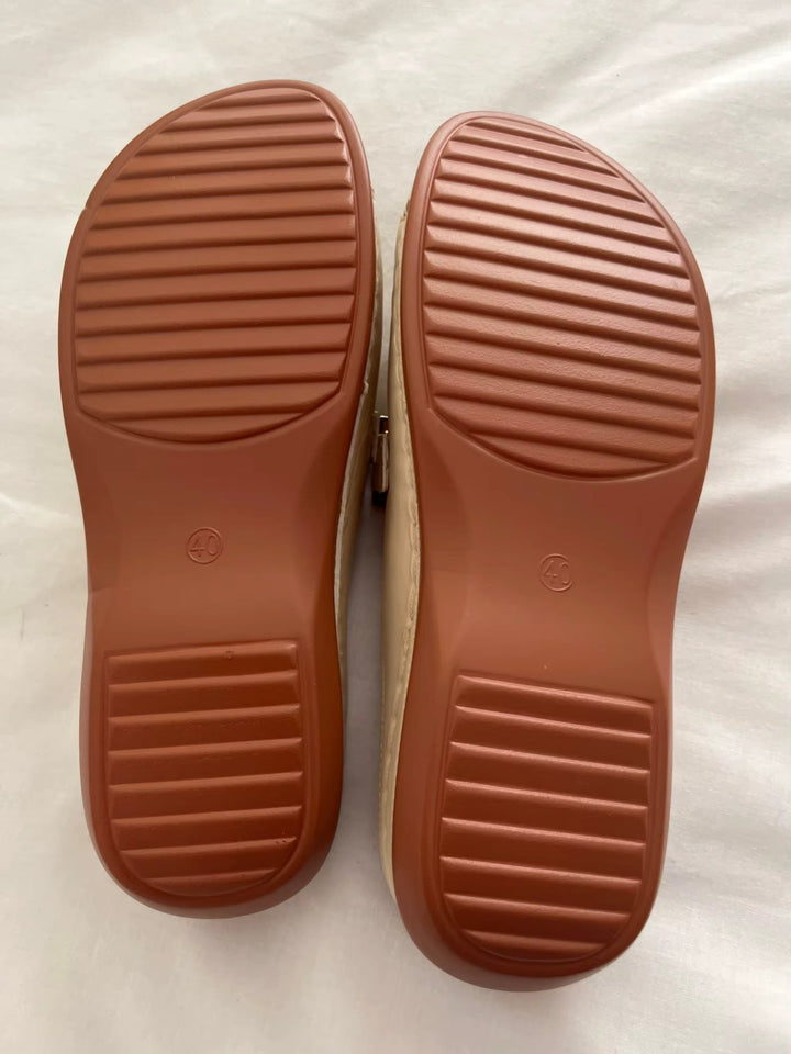 Women's Casual Open Toe Wedge Heel Sandals with Buckle Detail | Slip On