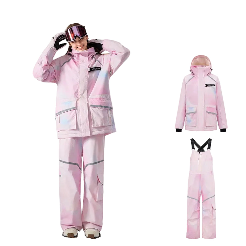Unisex Winter Snowboarding Jacket and Ski Salopettes Set | Warm