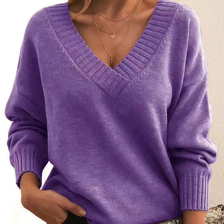 Women's V-Neck Oversized Jumper | Warm