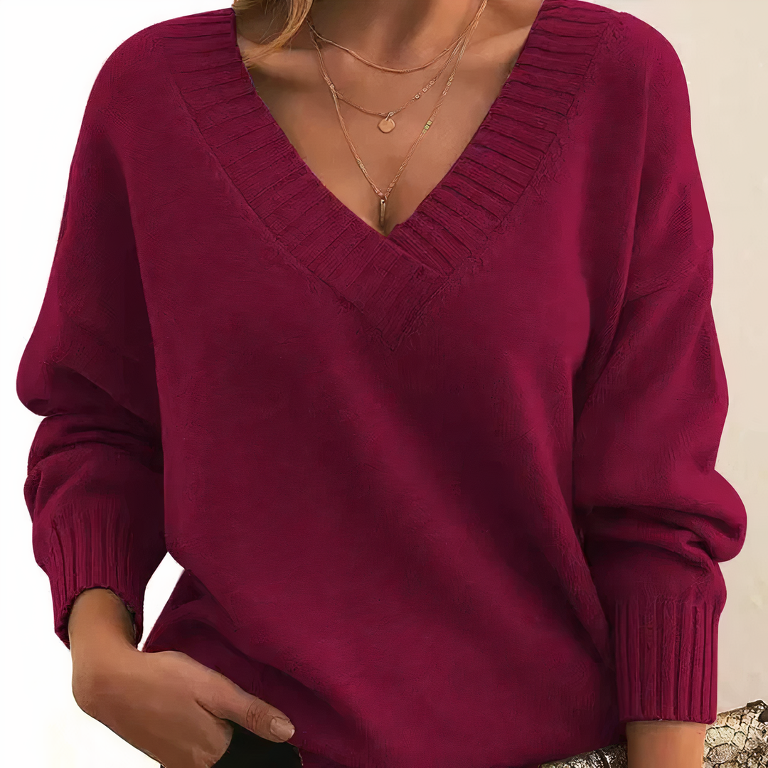 Women's V-Neck Oversized Jumper | Warm