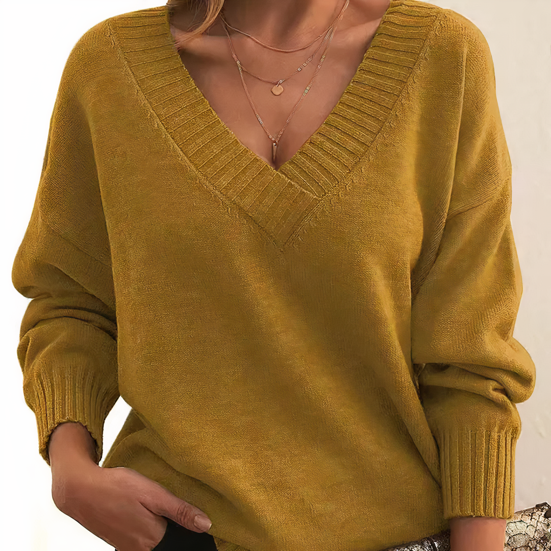 Women's V-Neck Oversized Jumper | Warm