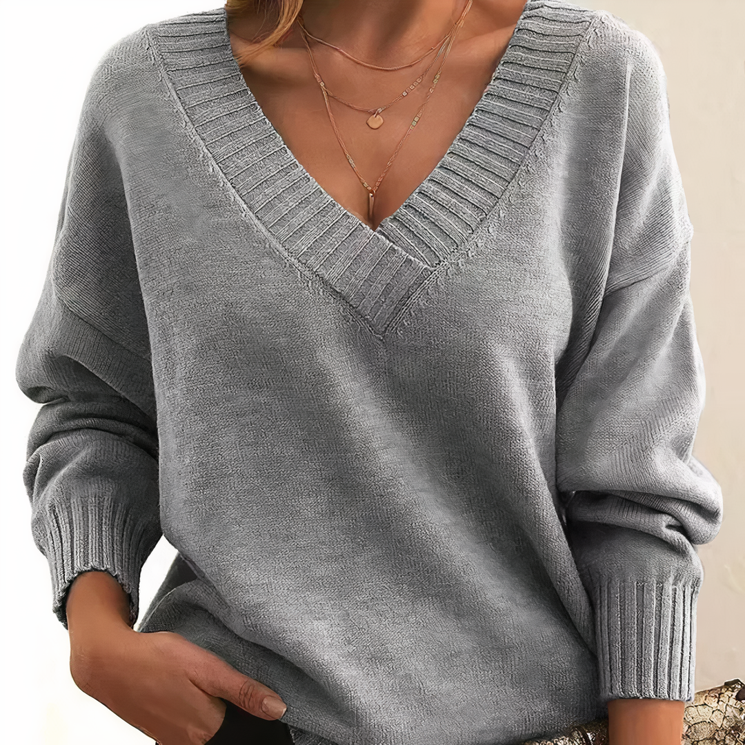 Women's V-Neck Oversized Jumper | Warm