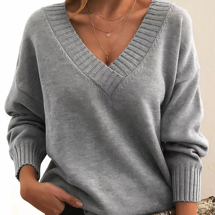 Women's V-Neck Oversized Jumper | Warm