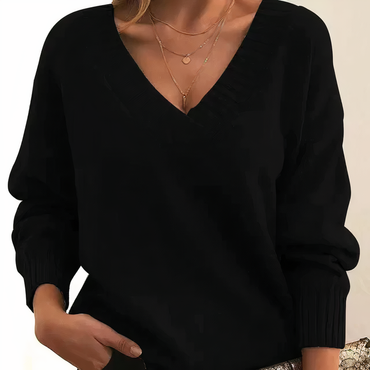 Women's V-Neck Oversized Jumper | Warm