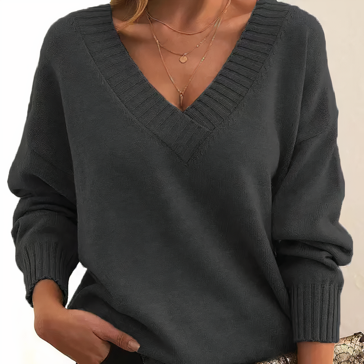 Women's V-Neck Oversized Jumper | Warm