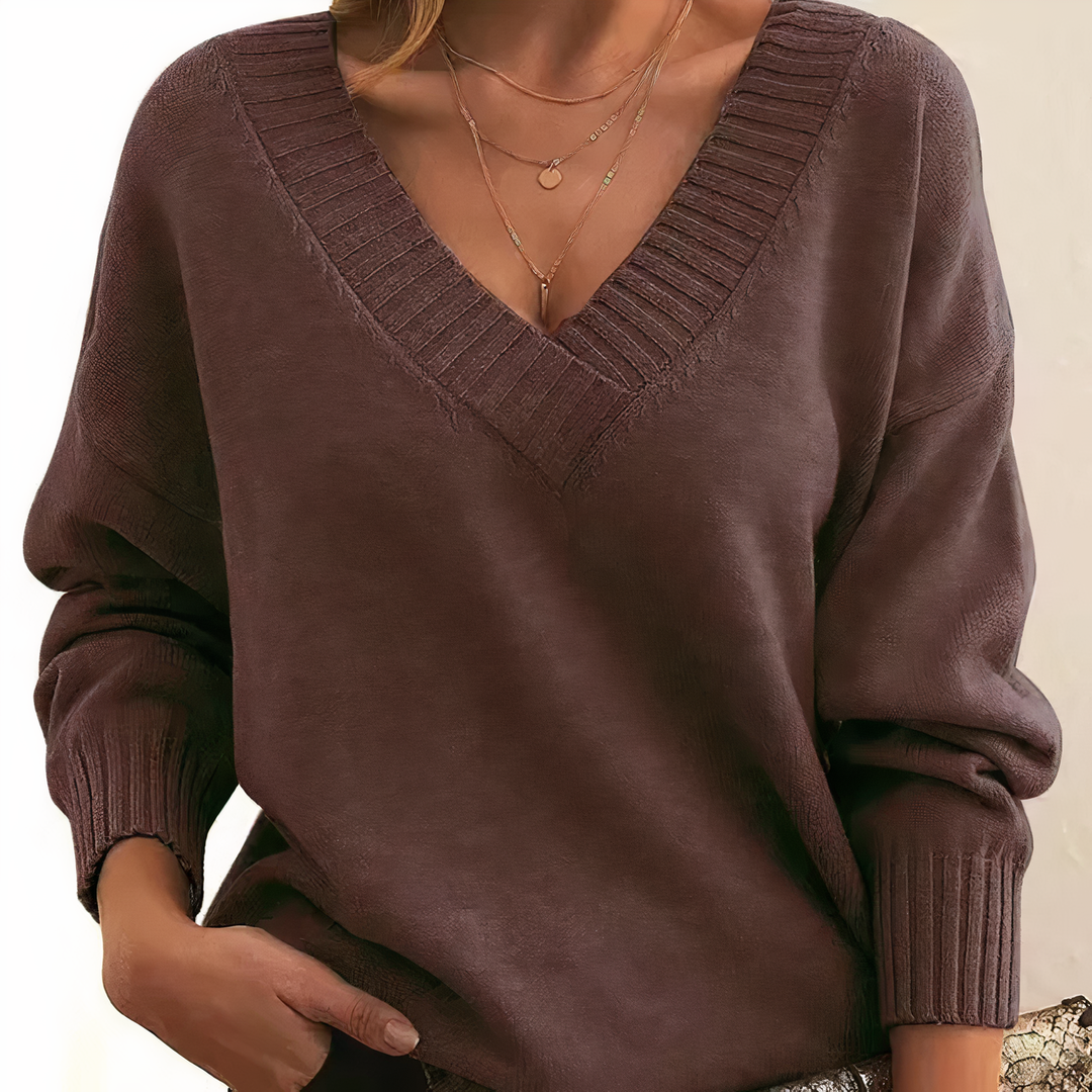 Women's V-Neck Oversized Jumper | Warm