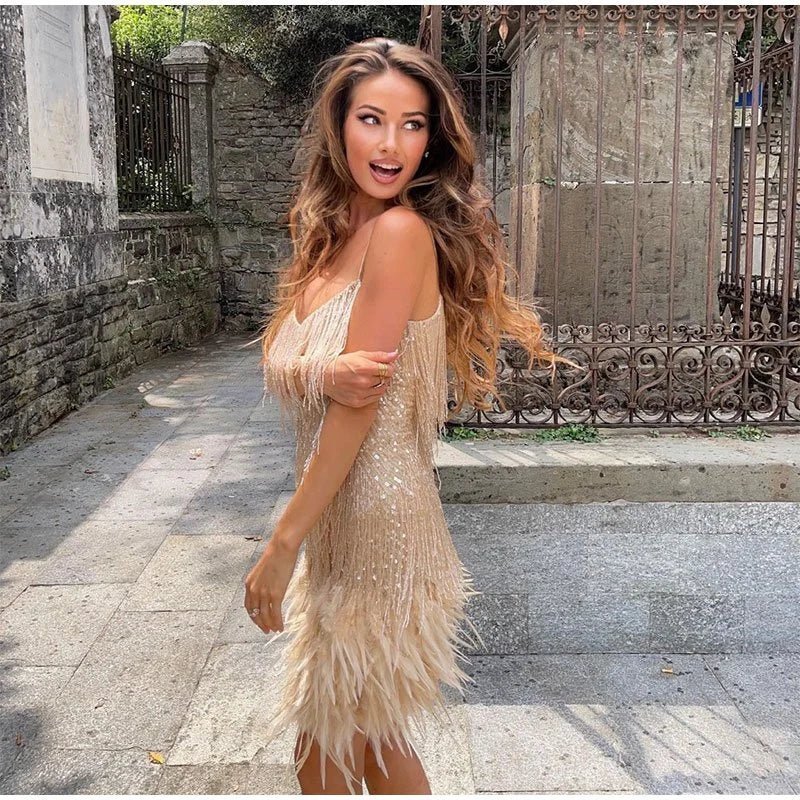 Women's Fringe Cocktail Dress | Mini