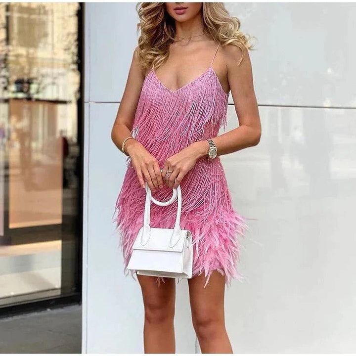 Women's Fringe Cocktail Dress | Mini
