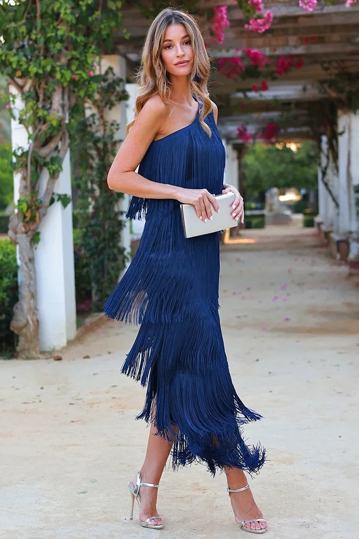 Women's Fringe Tiered Party Dress | Maxi