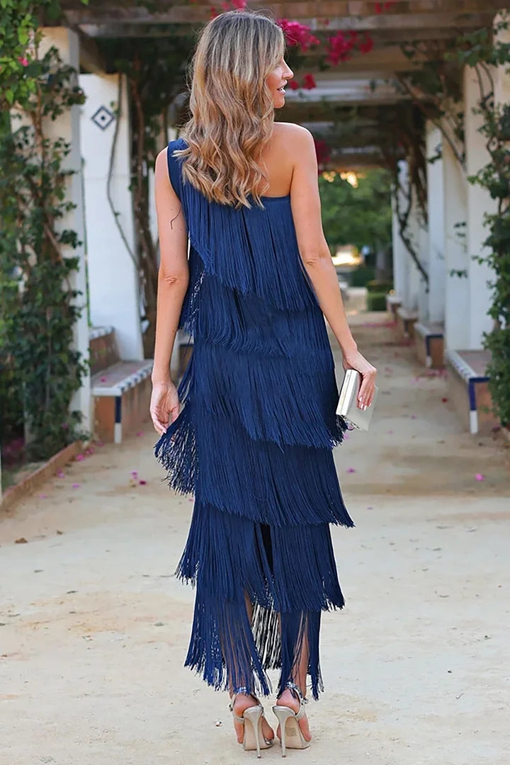 Women's Fringe Tiered Party Dress | Maxi