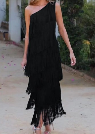 Women's Fringe Tiered Party Dress | Maxi