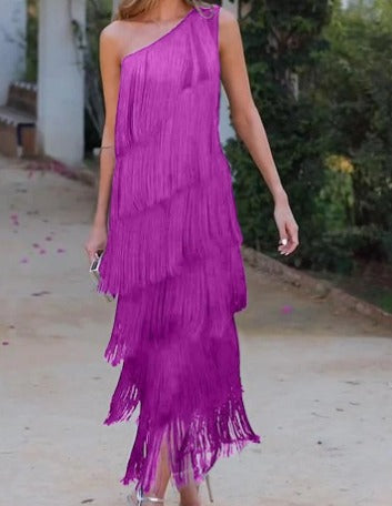 Women's Fringe Tiered Party Dress | Maxi