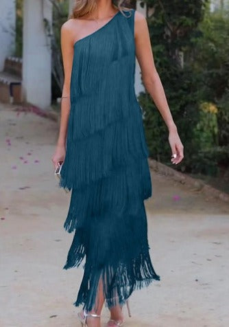 Women's Fringe Tiered Party Dress | Maxi