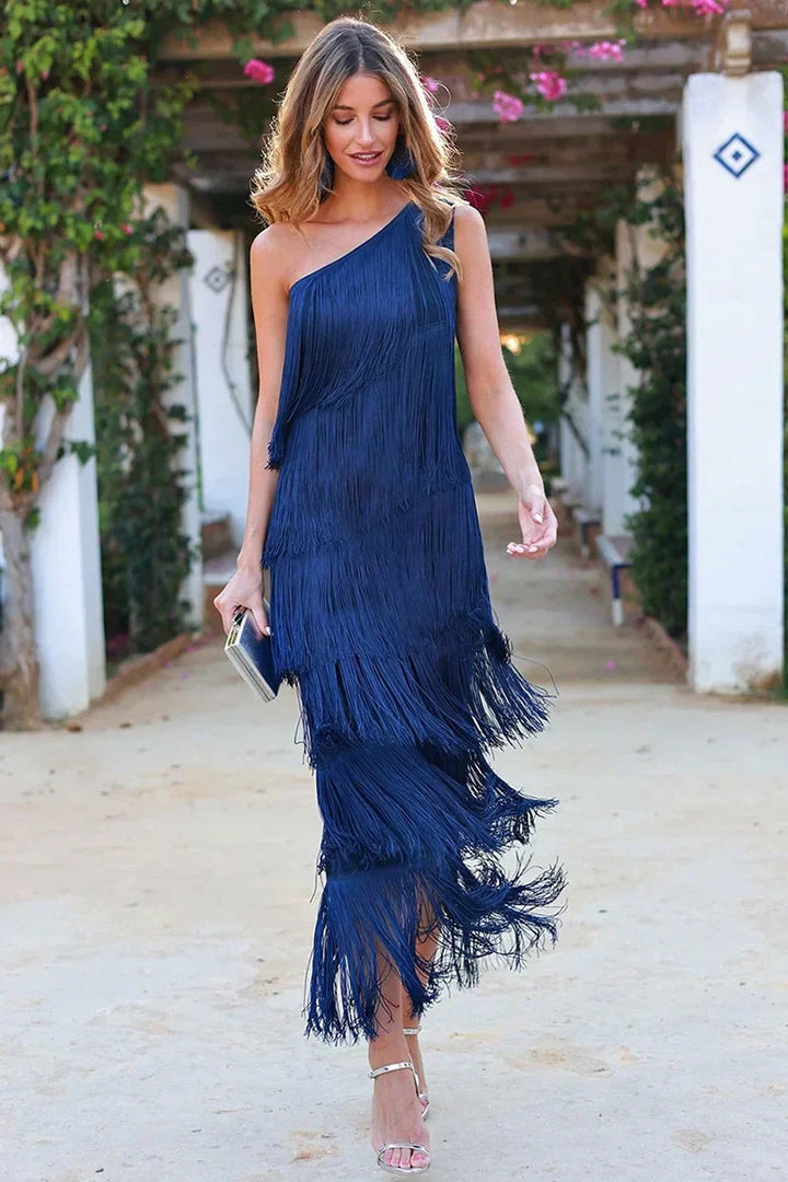 Women's Fringe Tiered Party Dress | Maxi