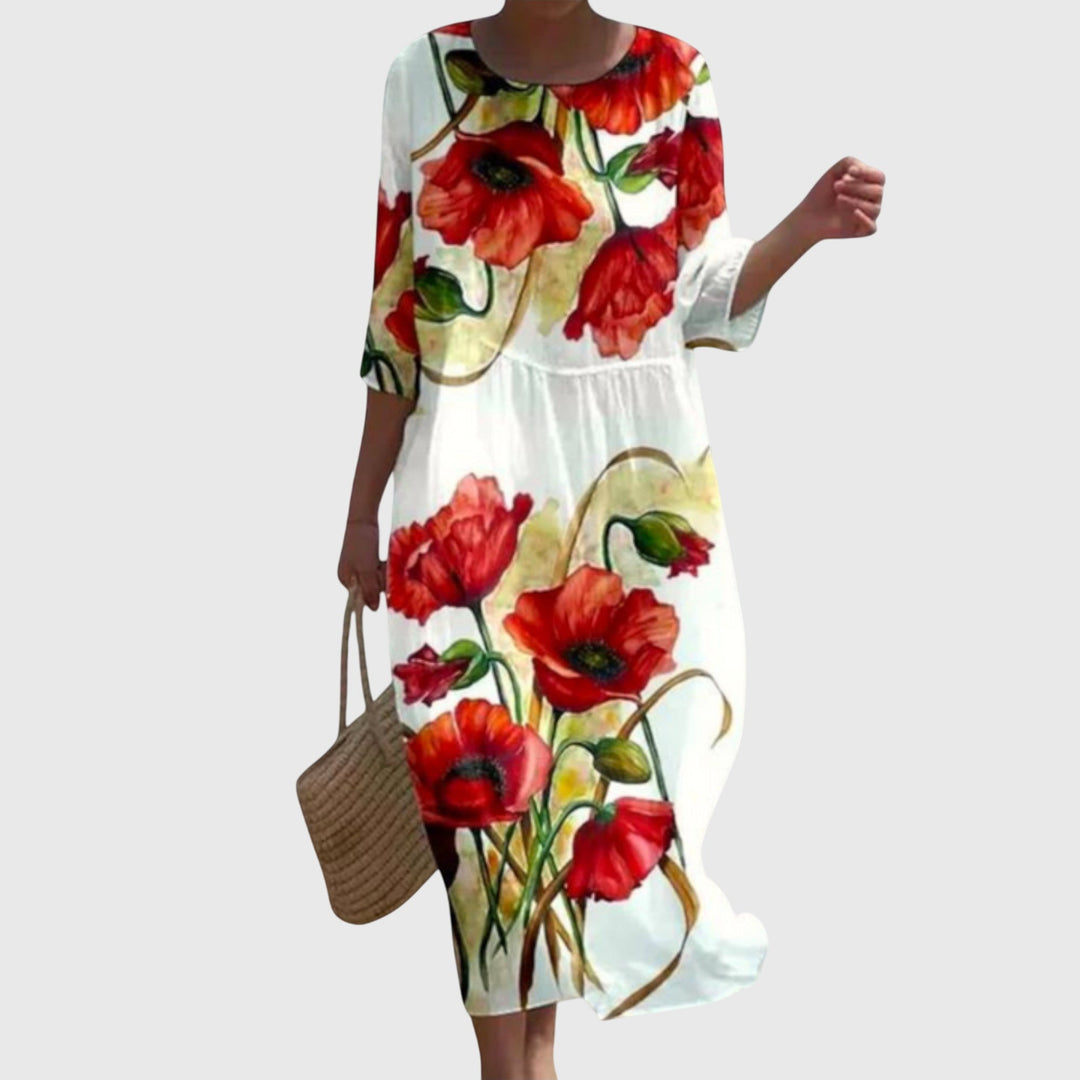Women's Elegant Summer Printed Dress | Midi