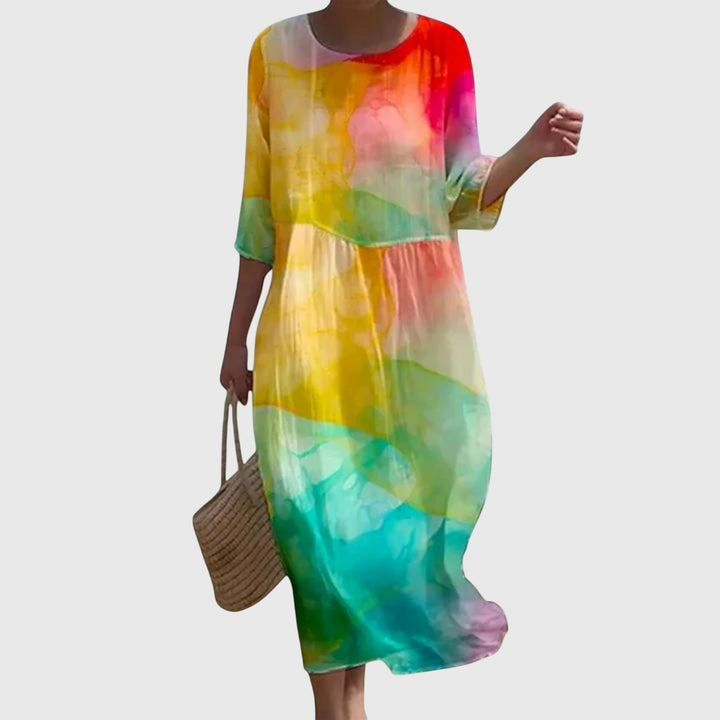 Women's Elegant Summer Printed Dress | Midi