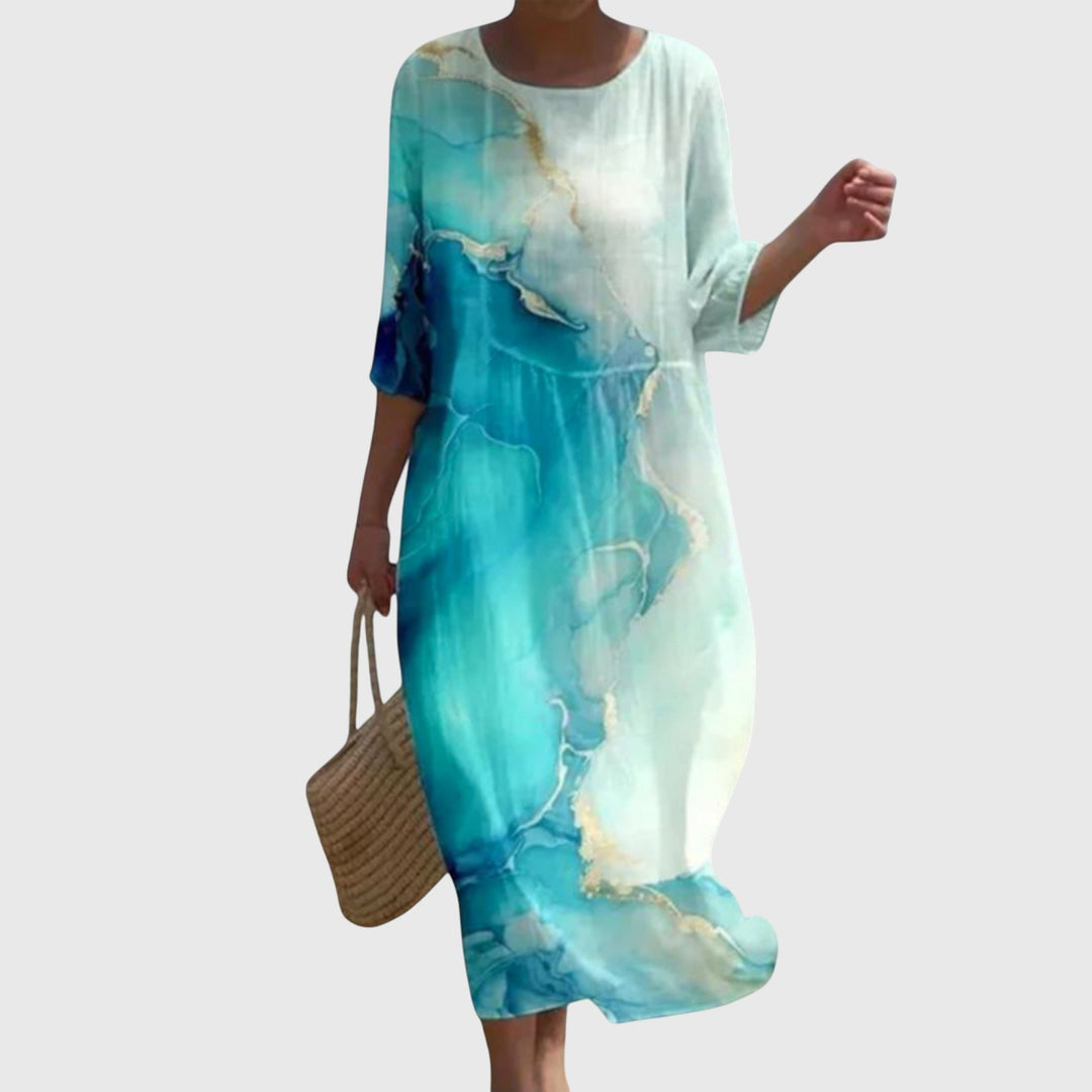Women's Elegant Summer Printed Dress | Midi