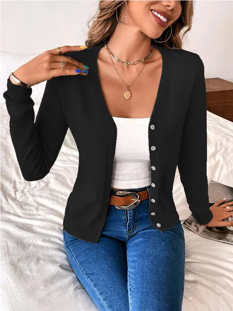 Women's Button-Front Knit Cardigan | Fitted