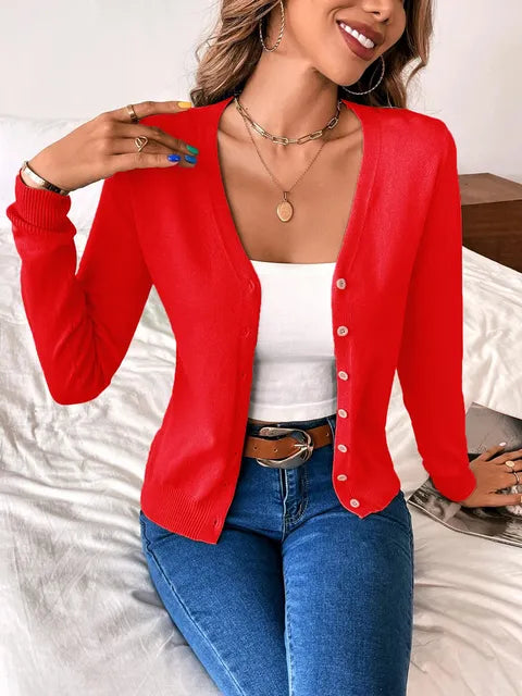 Women's Button-Front Knit Cardigan | Fitted