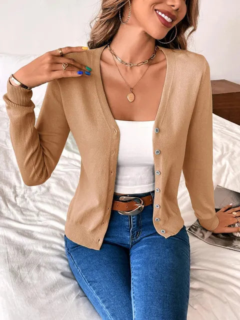 Women's Button-Front Knit Cardigan | Fitted