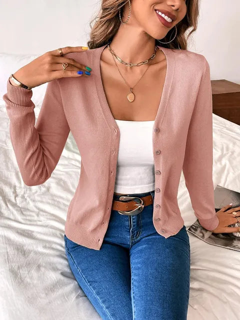 Women's Button-Front Knit Cardigan | Fitted