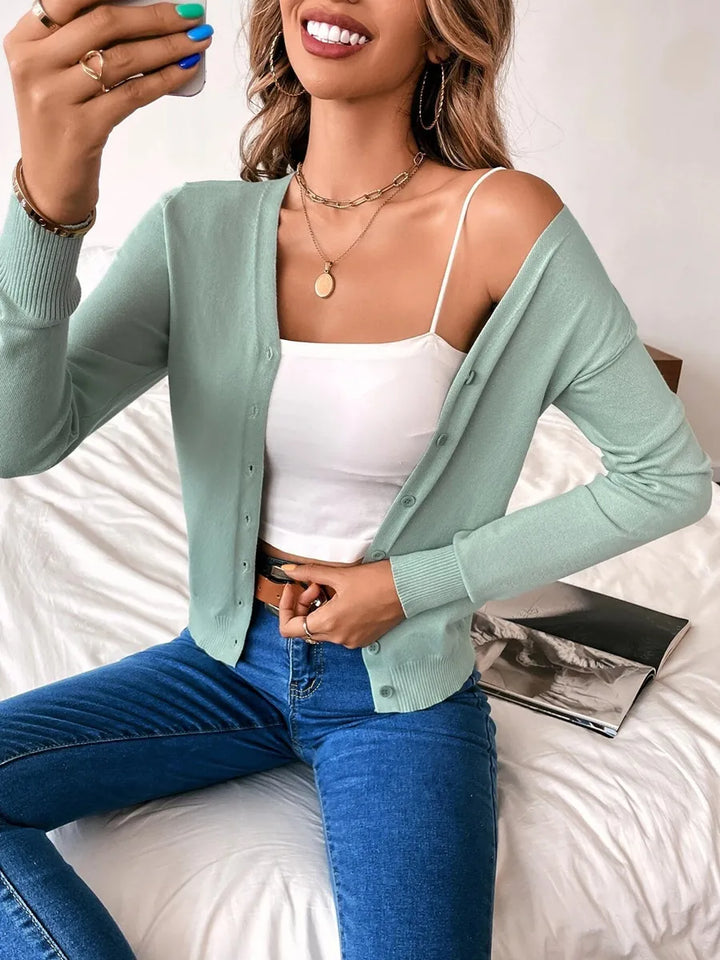 Women's Button-Front Knit Cardigan | Fitted