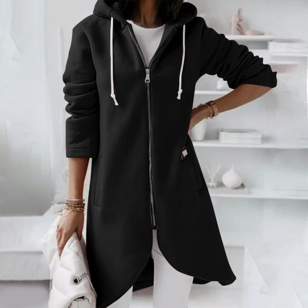 Women's Longline Zip-Up Hoodie | Split Hem