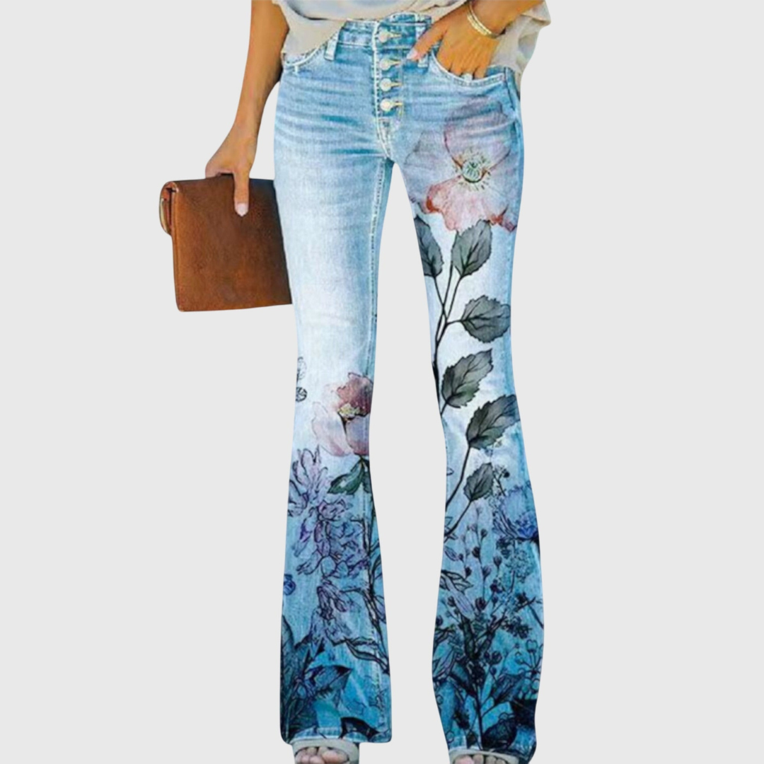 Women's Casual Summer Floral Pants | Mid Rise