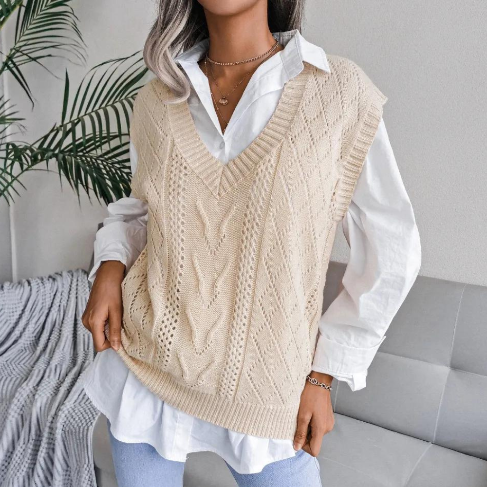 Women’s Ribbed Jumper Vest | Relaxed Fit