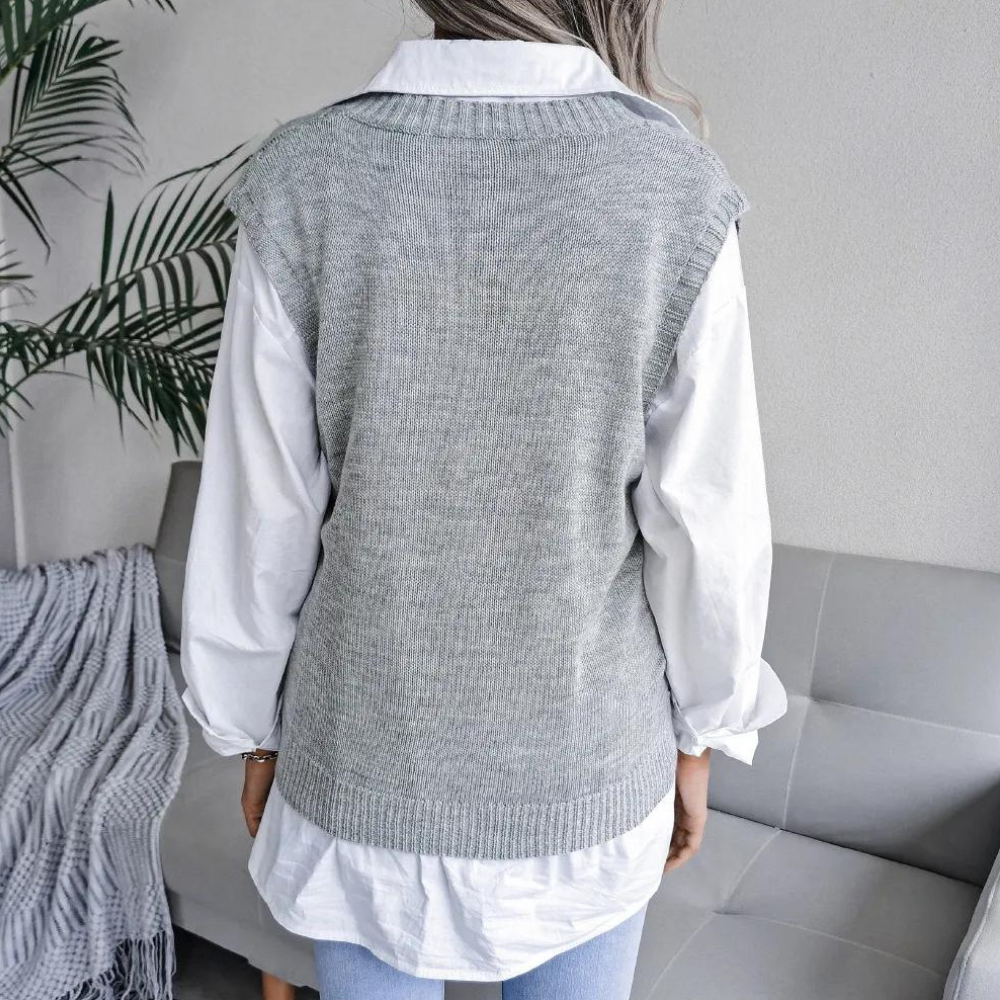 Women’s Ribbed Jumper Vest | Relaxed Fit