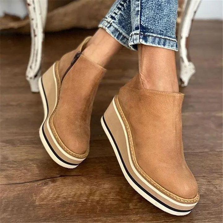 Women's Casual Wedge Ankle Boots | Zip