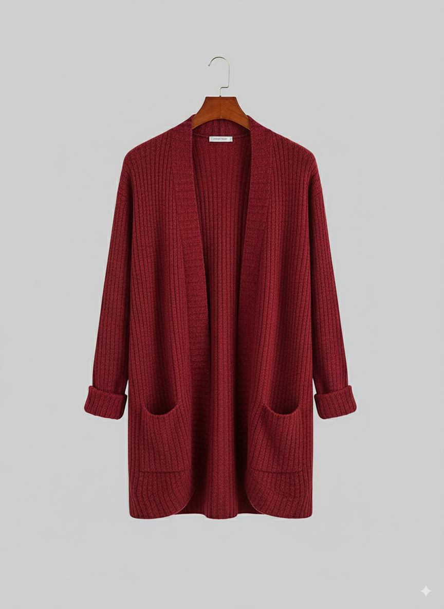 Women's Open Front Ribbed Cardigan | Winter
