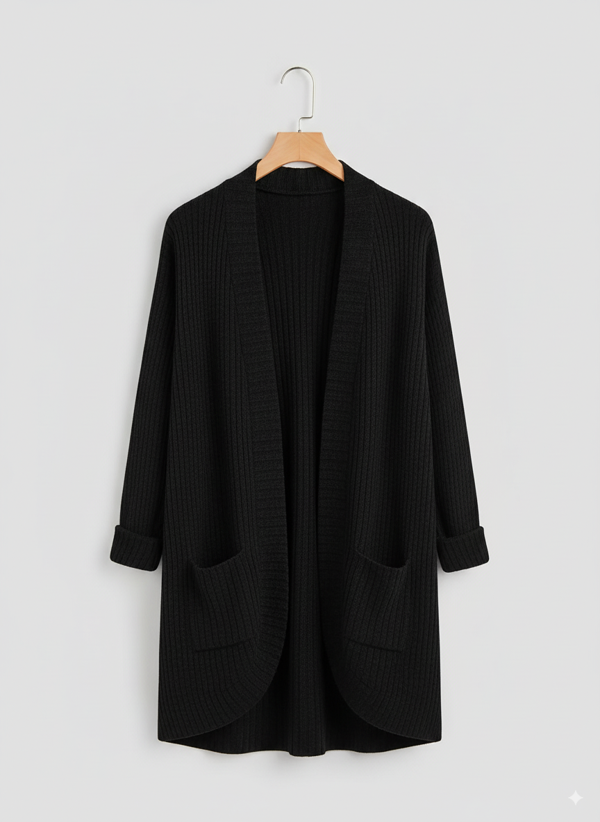 Women's Open Front Ribbed Cardigan | Winter