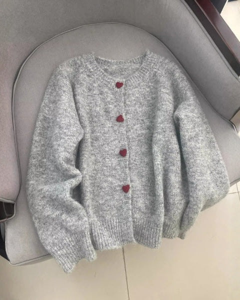 Women's Warm Cardigan | Heart Buttons
