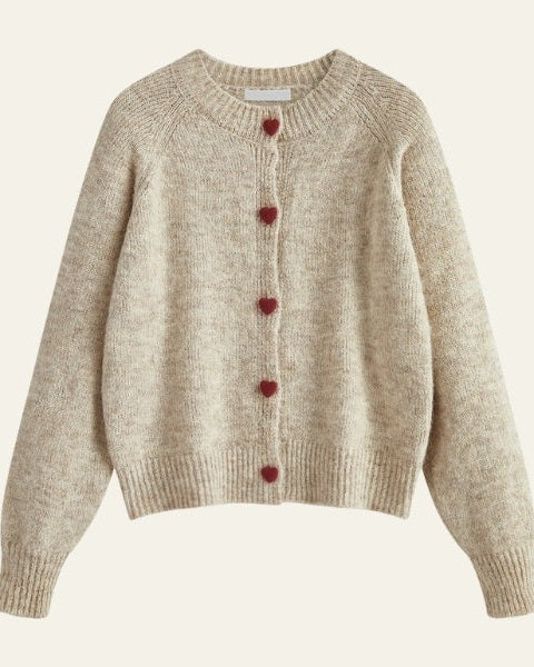 Women's Warm Cardigan | Heart Buttons