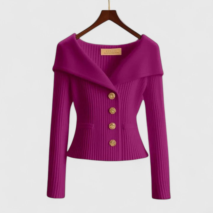 Women's Fitted Knit Cardigan | Wide Collar