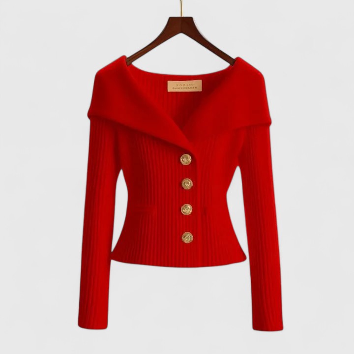 Women's Fitted Knit Cardigan | Wide Collar