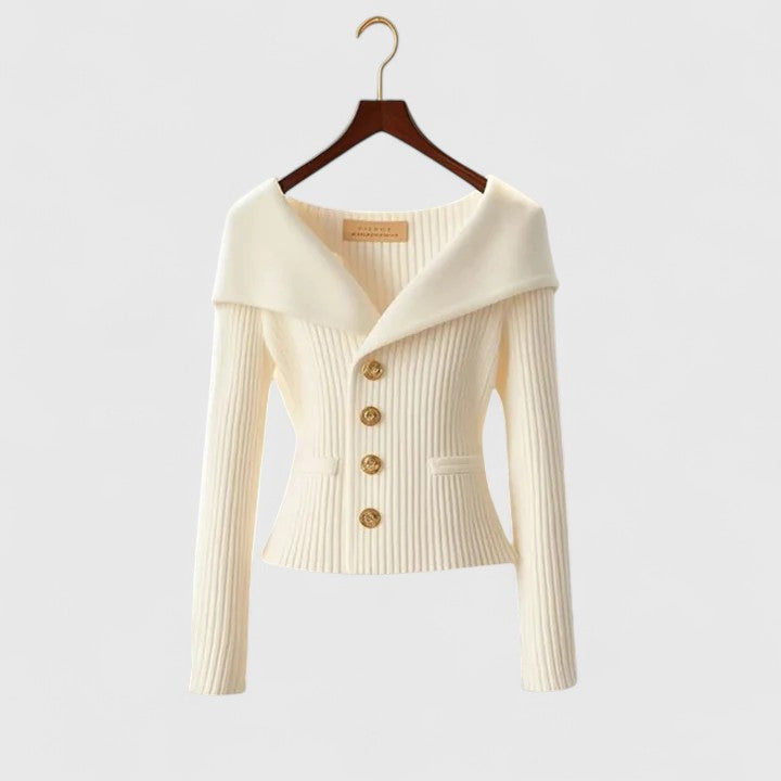 Women's Fitted Knit Cardigan | Wide Collar