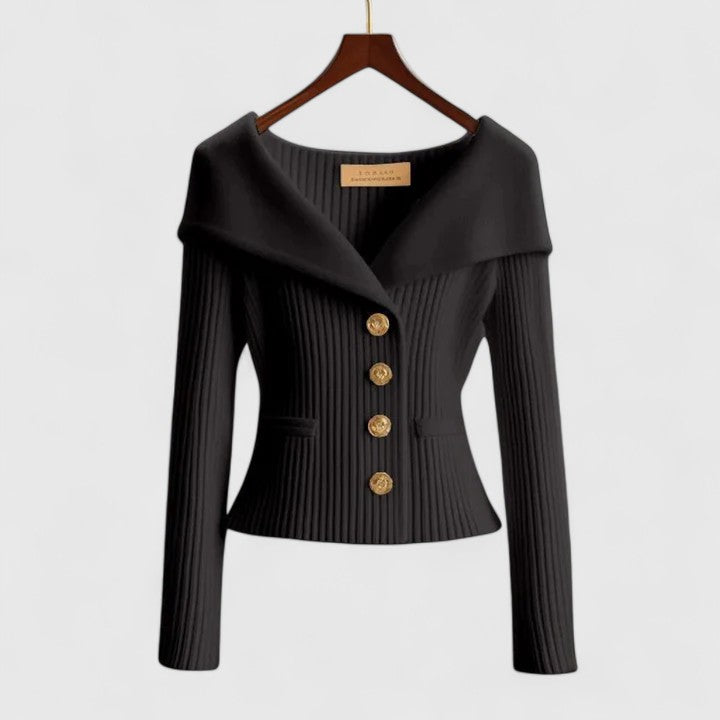 Women's Fitted Knit Cardigan | Wide Collar
