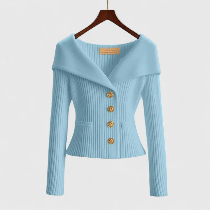 Women's Fitted Knit Cardigan | Wide Collar