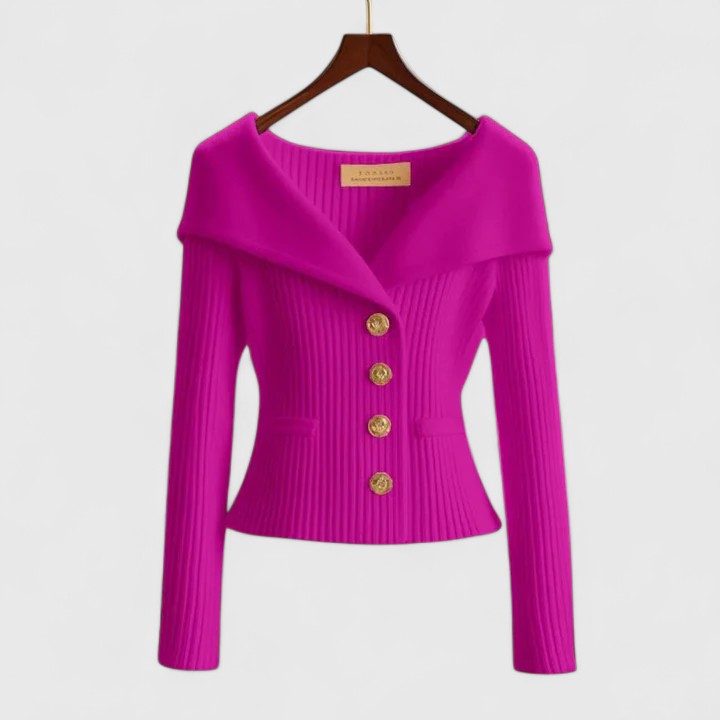 Women's Fitted Knit Cardigan | Wide Collar