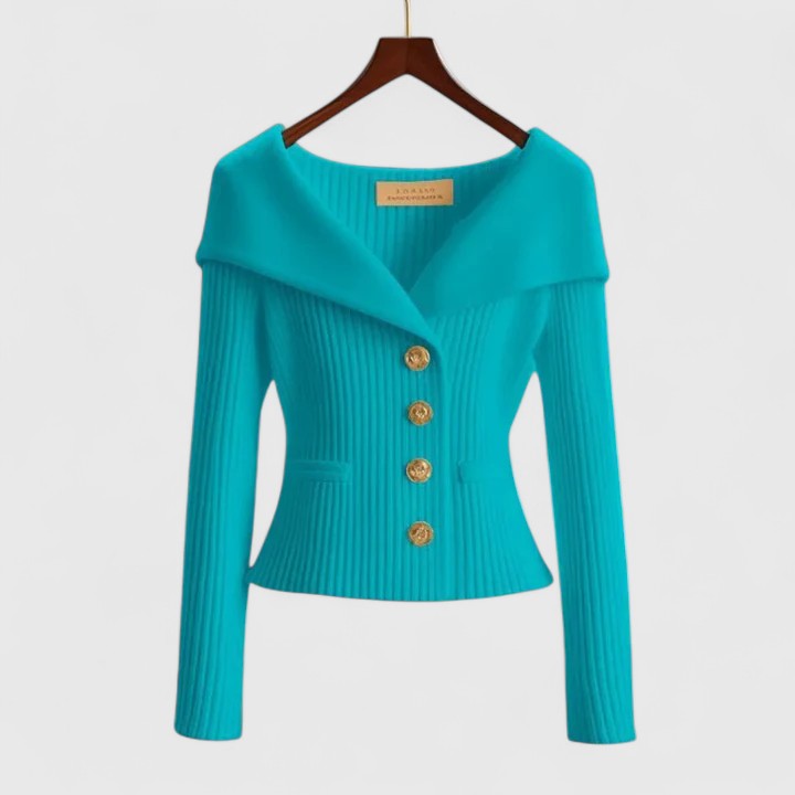 Women's Fitted Knit Cardigan | Wide Collar
