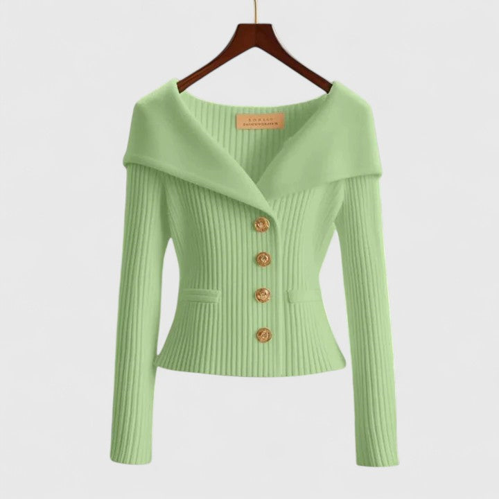Women's Fitted Knit Cardigan | Wide Collar