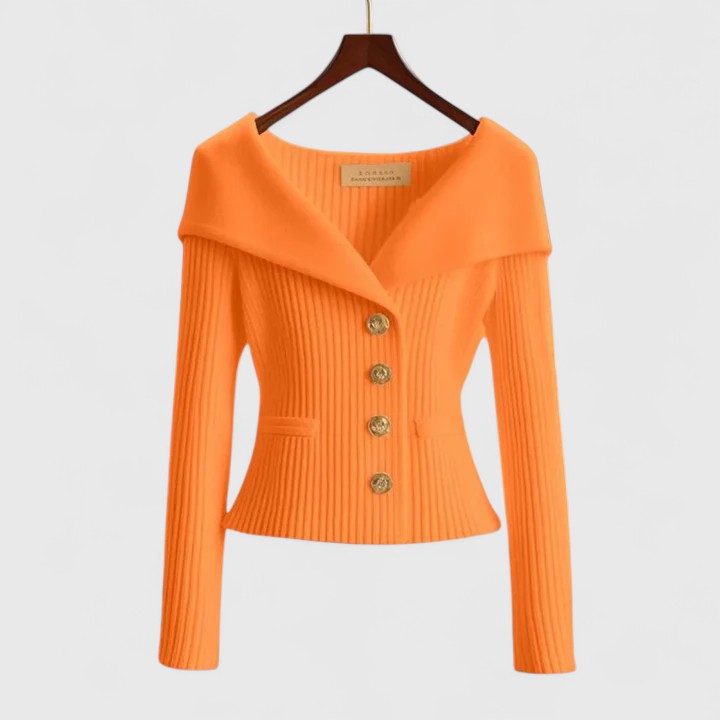 Women's Fitted Knit Cardigan | Wide Collar