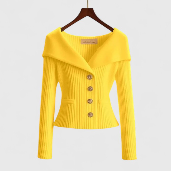 Women's Fitted Knit Cardigan | Wide Collar