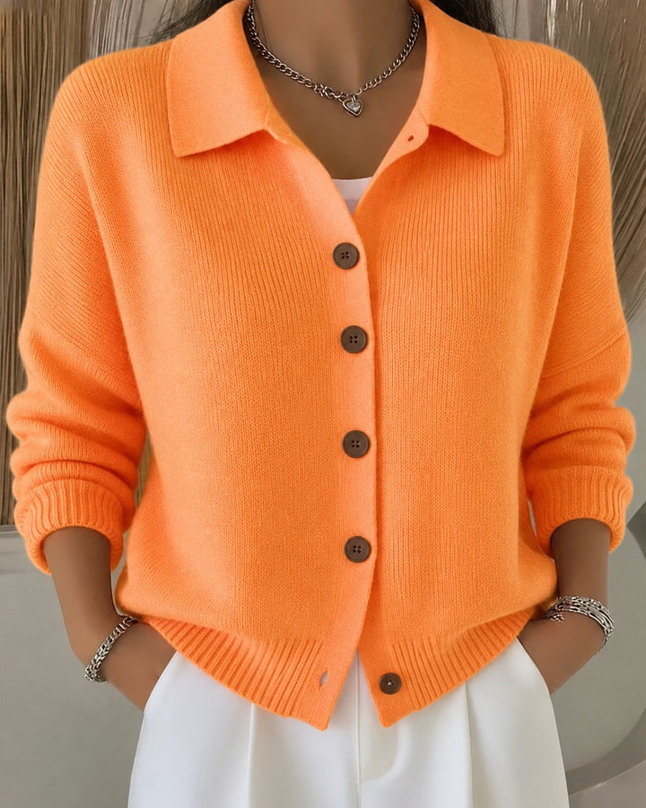 Women's Shirt Collar Knitted Cardigan | Button Down